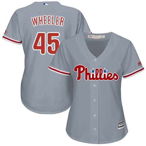 Phillies #45 Zack Wheeler Grey Road Women's Stitched MLB Jersey